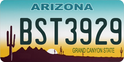 AZ license plate BST3929