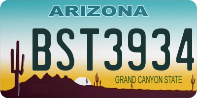 AZ license plate BST3934