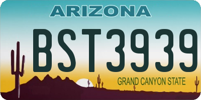 AZ license plate BST3939