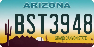 AZ license plate BST3948