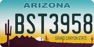 AZ license plate BST3958