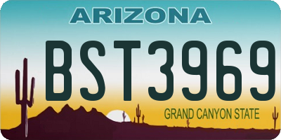 AZ license plate BST3969