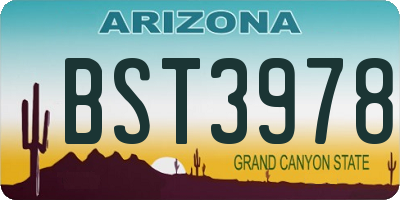 AZ license plate BST3978