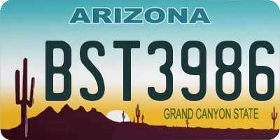 AZ license plate BST3986