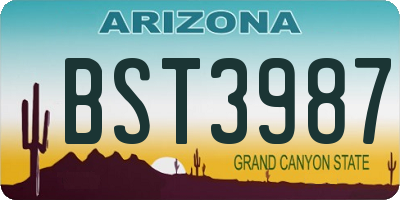 AZ license plate BST3987