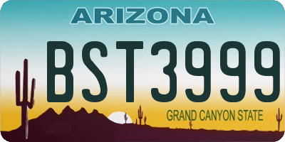 AZ license plate BST3999