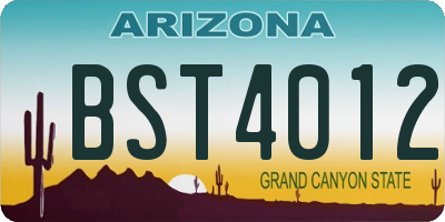 AZ license plate BST4012