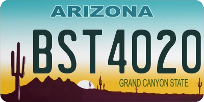 AZ license plate BST4020