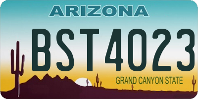 AZ license plate BST4023