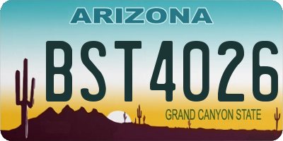 AZ license plate BST4026