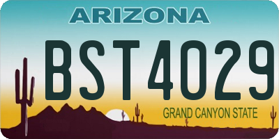 AZ license plate BST4029