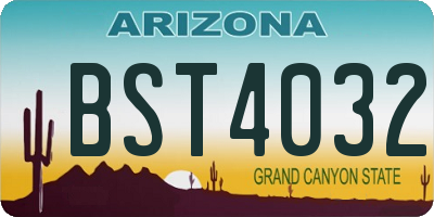 AZ license plate BST4032