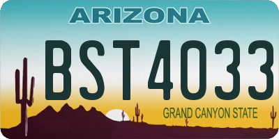 AZ license plate BST4033