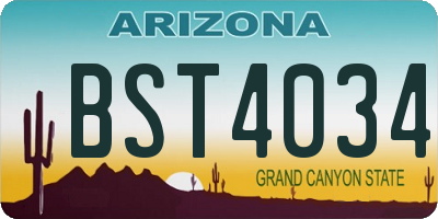 AZ license plate BST4034