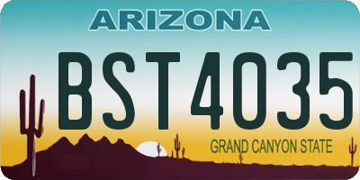 AZ license plate BST4035