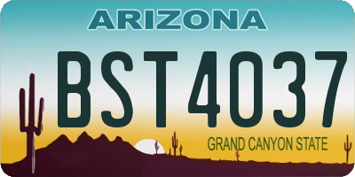 AZ license plate BST4037