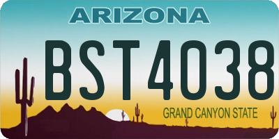 AZ license plate BST4038