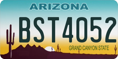 AZ license plate BST4052