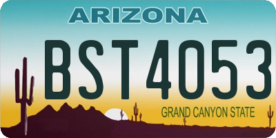 AZ license plate BST4053