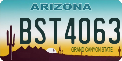 AZ license plate BST4063