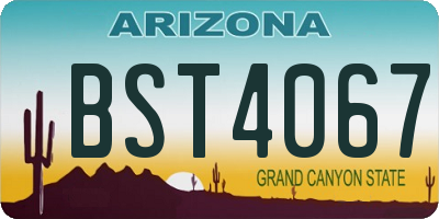 AZ license plate BST4067