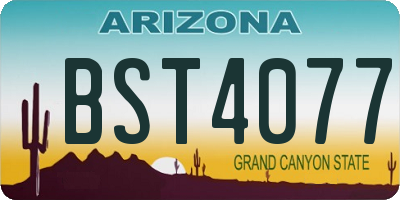 AZ license plate BST4077