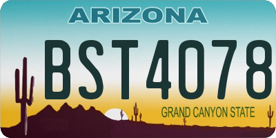 AZ license plate BST4078