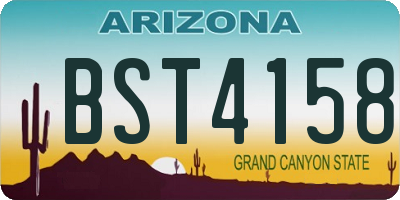 AZ license plate BST4158