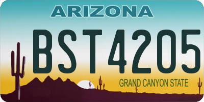 AZ license plate BST4205