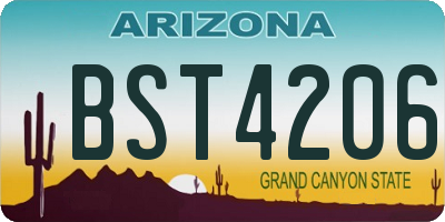 AZ license plate BST4206