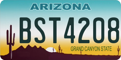 AZ license plate BST4208