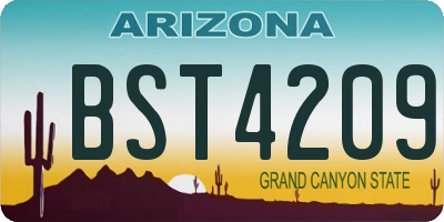 AZ license plate BST4209