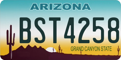 AZ license plate BST4258