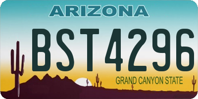 AZ license plate BST4296