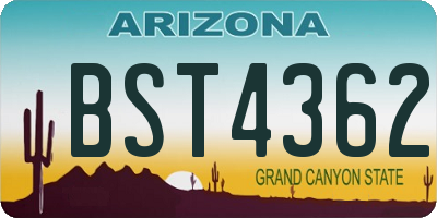 AZ license plate BST4362