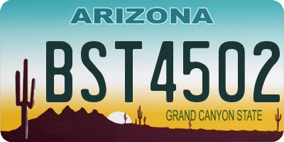 AZ license plate BST4502
