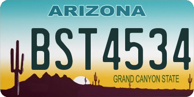 AZ license plate BST4534