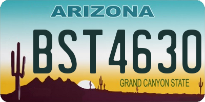 AZ license plate BST4630