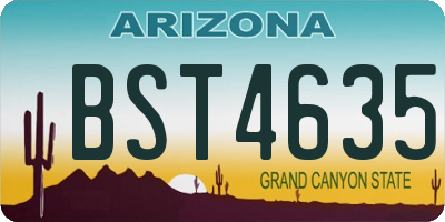 AZ license plate BST4635