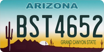 AZ license plate BST4652