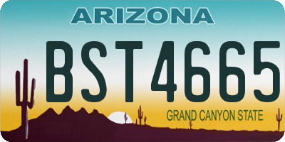 AZ license plate BST4665