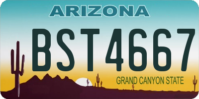 AZ license plate BST4667