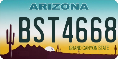 AZ license plate BST4668