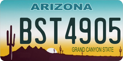 AZ license plate BST4905