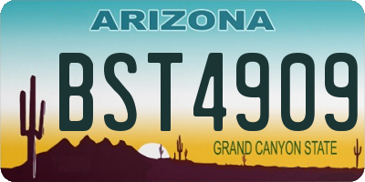 AZ license plate BST4909