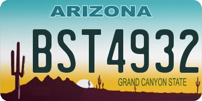 AZ license plate BST4932