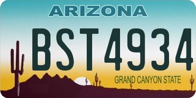 AZ license plate BST4934