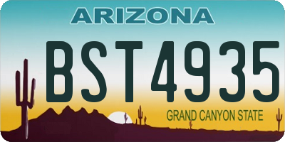 AZ license plate BST4935