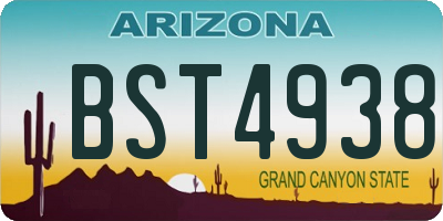 AZ license plate BST4938