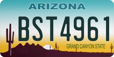 AZ license plate BST4961